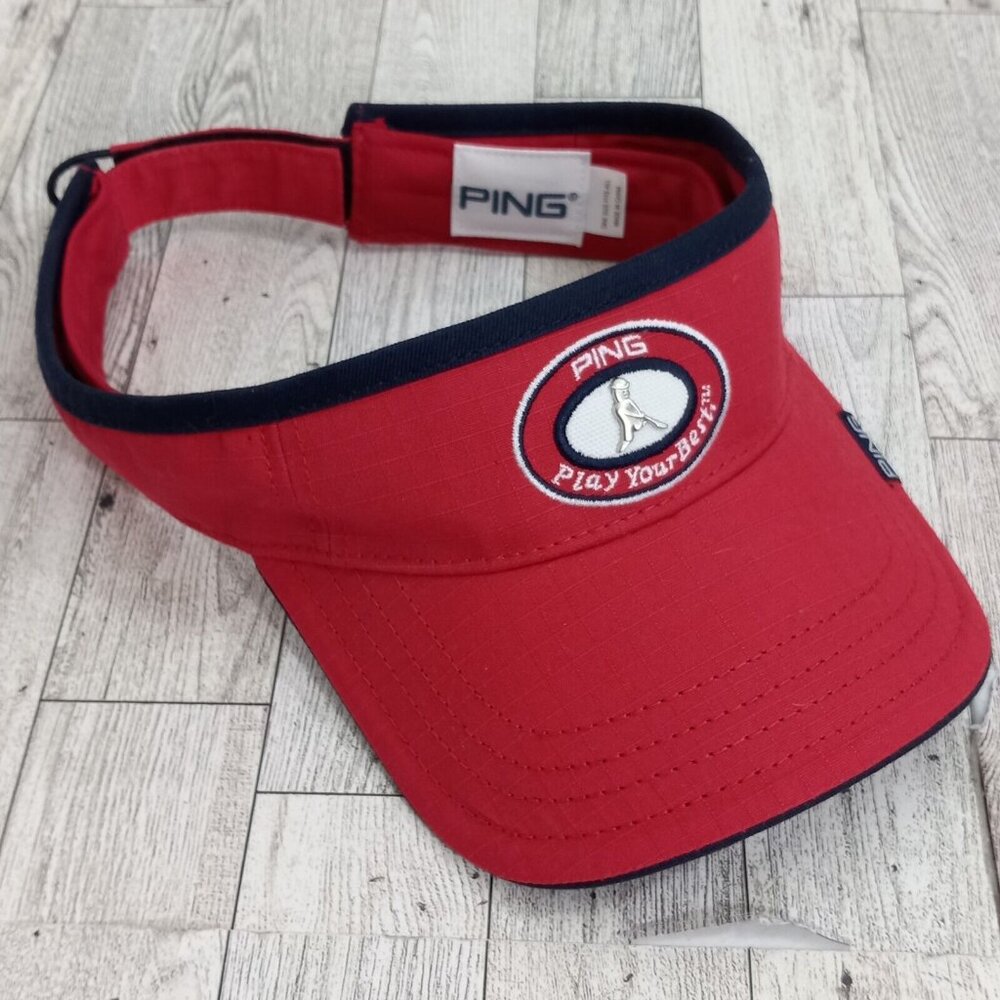 Ping Golf Visor Hat Logo Red Osfa Adjustable Stra… - image 2